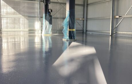 Large garage with epoxy flooring