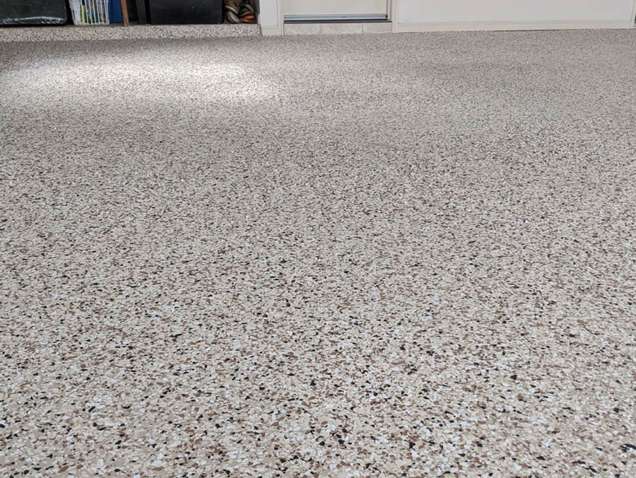 Epoxy flake flooring in Brisbane garage